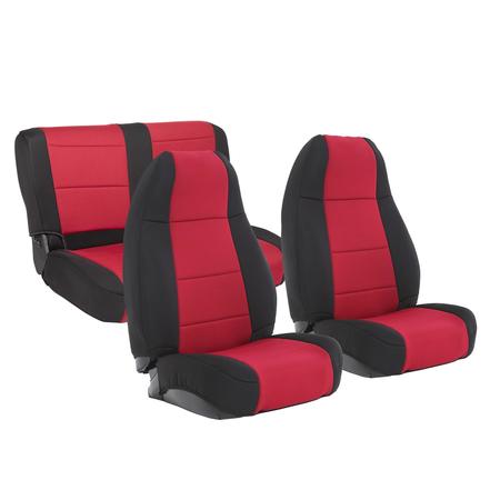 SMITTYBILT JEEP 91-95 YJ NEOPRENE SEAT COVER SET FRONT/REAR - RED 471130
